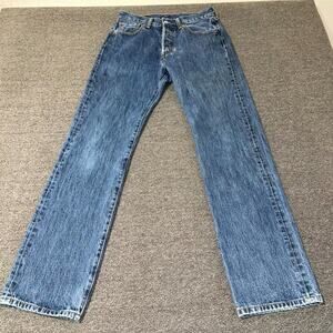 Levi’s 501 Jeans Mens 29X32 Blue Denim Medium Wash Straight Leg Button Fly